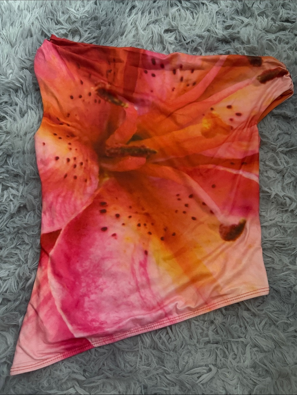Peppermayo Floral Pink-Orange Strapless Top